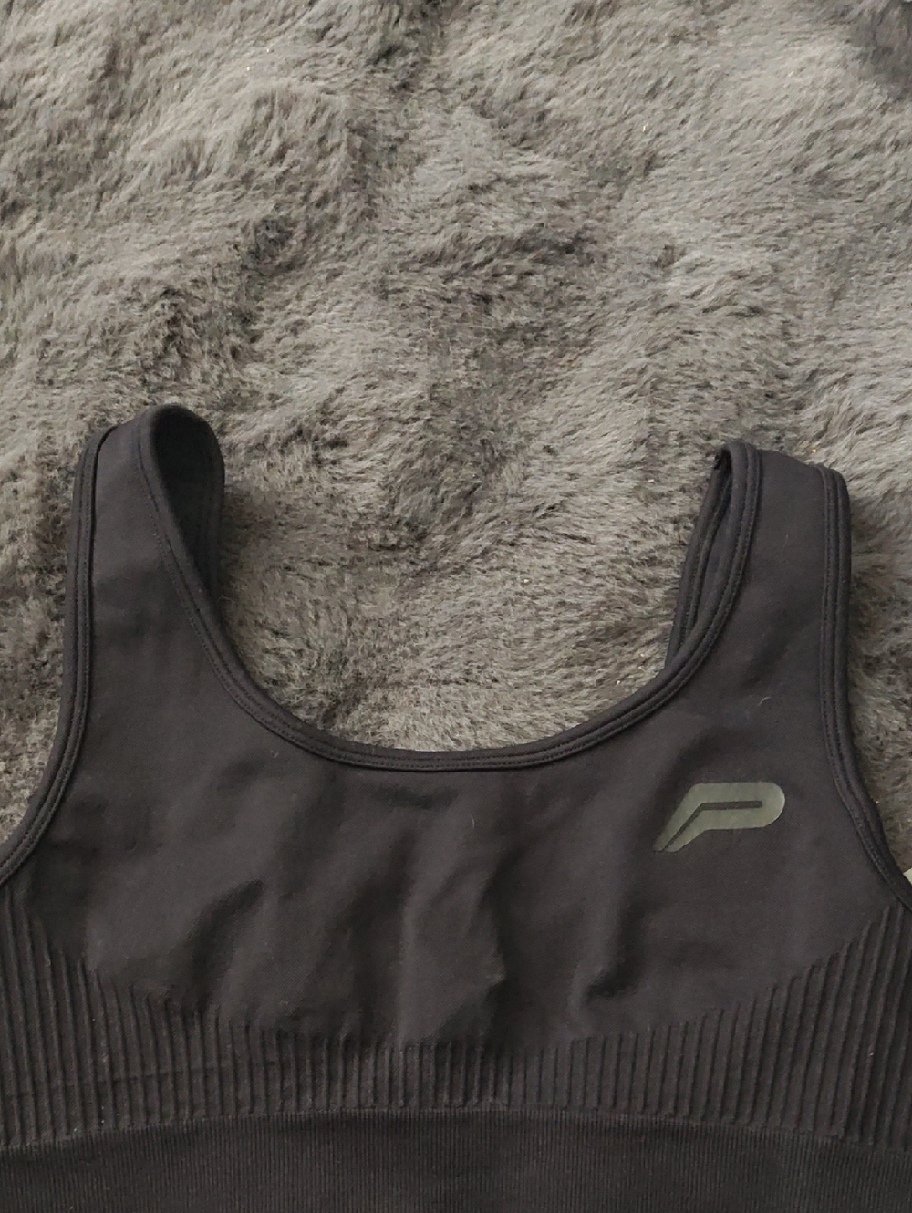 Pursue Fitness  Black Sports Bra with Subtle Logo